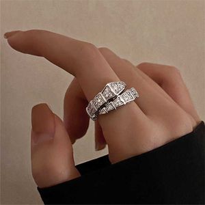 Bandringen Vintage Luxury Snake Rings For Women Hip Hop Punk Designer Ring 2021 Trend Goth Silver Color Chunky Ring met Rhinestone Jewelry G230213