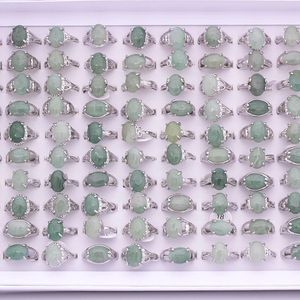Bagues Vintage naturel vert Quartz anneau pour femmes géométrique cristal bagues de fiançailles ensemble femme cadeau bijoux fins 25 pièces/lo 231218