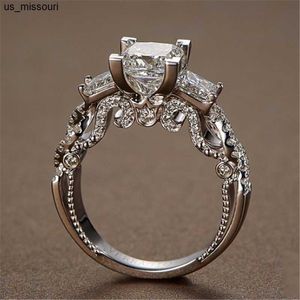 Bandringen Vintage Princess Cut Lab Diamond Ring 925 Sterling Silver Engagement Wedding Band Rings For Women Bridal Fine Party Sieraden J230522