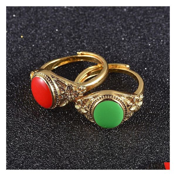 Bande Anneaux Vintage Bague De Mariage Pour Les Femmes De Luxe Couleur Sable Or Rond Acrylique Pierre Drop Delivery Bijoux Dhmvl