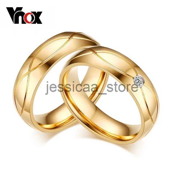 Anneaux de bande Vnox bandes de mariage chaudes anneaux pour femmes hommes couleur or en acier inoxydable fiançailles RJewelry J231124