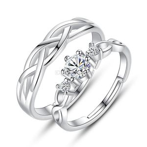 Bandringen weef verstelbare diamanten ring open sier paar verloving trouwringen voor mannen dames mode sieraden cadeau drop levering dhsii