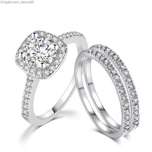 Anneaux de bande Bagues de fiançailles de mariage se dérouler pour les femmes en couple Couleur argentée Color cube zircon Birde Ring éblouissante bijoux de mode SR531M Z230817