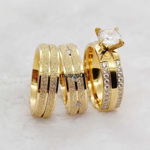 Bagues De Bande De Mariage Bagues De Fiançailles Ensemble Pour Couples Amoureux Western Designer cz Diamant Plaqué Or 18k Mode Promise Anneaux Bijoux Femmes J230602