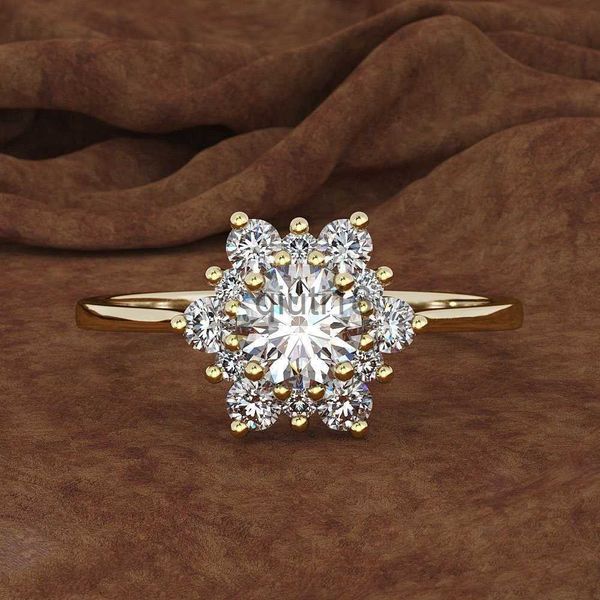 Anneaux de bande Anneaux de mariage Creative Diamond Snowflake Ring Rose Gold 925 Silver Party Chance Bijoux de Noël pour les femmes 230712 x0920