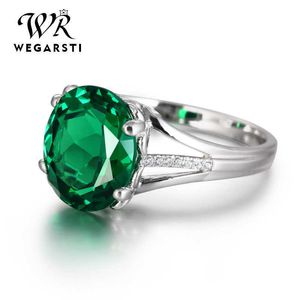 Bandringen Wegarasti Silver Nieuwe sieraden Emerald Ring Silver Nieuwe Women Zirkon Natural Gemstone Rings Party Engagement Ring Fijne sieraden J230517