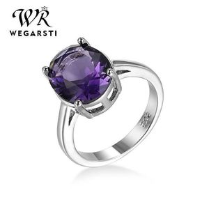 Anillos de banda WEGARSTI Nuevos Anillos de Plata de Ley 925 Reales Para Mujeres Piedras Preciosas Joyería Natural Anillo de Plata Para Mujeres Anillo de Amatista de Compromiso J230517