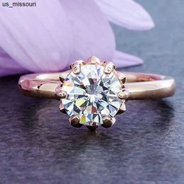 Bandringen Whiterose Gold Wedding Rings for Women 2CT 6 Claws Diamond Bruidal Engagement Stel ringen Dames trendy sieradenaccessoires J230522 voor