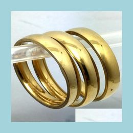 Band Rings Entier 30 pièces 6Mm Simple bande or 316L mariage fiançailles en acier inoxydable anneaux bijoux bague de doigt confort goutte Deli293O