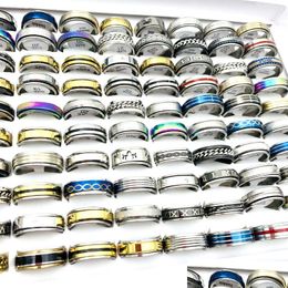 Anneaux de bande En gros 100 pièces Spinner anneaux solide en acier inoxydable Double rotatif mode bijoux accessoires pour hommes femmes Spin Band D Dhrf5