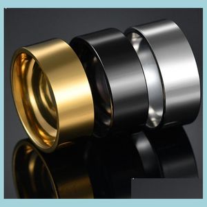 Bandringen Groothandel 30 stks 8mm Gold Sier Black Simple Band 316L Roestvrij staalringen mode sieraden vingerring Drop levering DHJQP