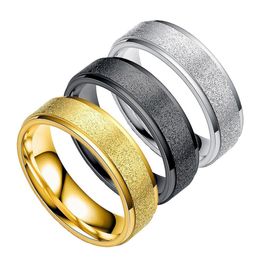 Anillos de banda Venta al por mayor 30 Unids / lote Sier Black Finger Signet Oro Hombres Acero inoxidable Mujeres Anillo de compromiso Accesorios de joyería Drop Deliv Dhyke