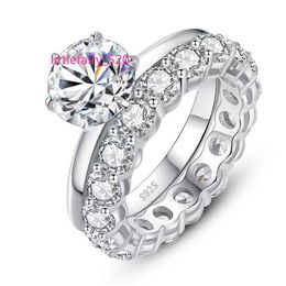 Anneaux de bande en gros anello moissanite anneaux bijoux en argent sterling 925 vvs moissanite bague de fiançailles ensemble pour les femmes