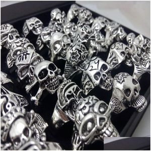 Anneaux de bande en gros Bk Lot 100pcs styles Top Mix Skl squelette bijoux hommes cadeau fête faveur hommes Biker homme tout nouveau Drop Del Dhgarden Dhidr