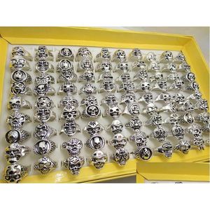 Band ringen groothandel bk lot 100pcs stijlen top mix skl skelet sieraden heren cadeau partij voorkeur mannen motorrijder man gloednieuwe drop levering ri dheaaa