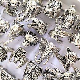 Bandringen Groothandel Mix Animal Sier Punk Ring Heren Rocker Legering Vintage Sieraden Willekeurige Drop Levering Dhy1S