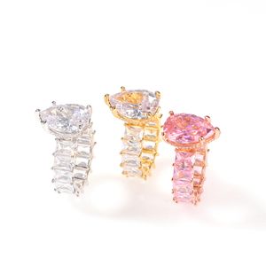 Anillos de banda con gota zirconFor Mujeres Eternity Promise CZ Crystal Anillo de dedo Compromiso Boda Joyería Amor Regalo