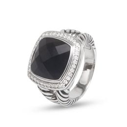 Anillos de banda para mujeres y hombres, anillos clásicos de circón de ónix negro de 14mm, accesorios de joyería de moda Rings248I