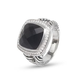 Anillos de banda para mujeres y hombres, anillos clásicos de circón de ónix negro de 14mm, accesorios de joyería de moda Rings343t
