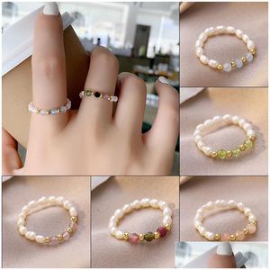 Bands anneaux femmes perles perles faites à la main créatives en eau douce et boucles round bijoux de charme anneau de doigt pour livraison de goutte dhgarden dhap3