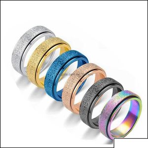 Bandringen dames stalen ring mannen meisje jongen angst reliëf 6mm fidget sier goudblauw roestvrije sieraden perfecte bruiloften otkjj