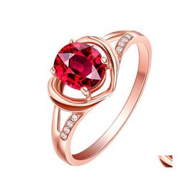 Bagues de fiançailles pour femmes, bijoux de fiançailles, tourmaline rouge sang, pierres précieuses, cœur en or rose, cadeaux pour femmes, livraison directe DH3Gx