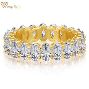 Anneaux de bande Wong Pluie 925 Silver Sterling Ovale High Carbon Diamond Gemstone 18k Gold Ring Womens Exquis Band de bijoux en gros Q240427