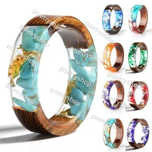 Bandringen Houthars Ring Transparante Epoxyhars Ring Mode Handgemaakte Gedroogde Bloem Bruiloft Sieraden Liefde Ring voor Vrouwen