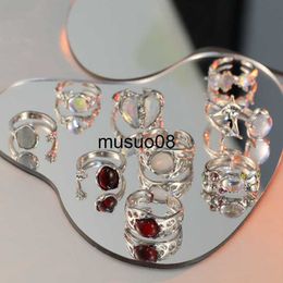 Anneaux De Bande Y2k Anneaux Ouverts Irréguliers Pierre De Lune Coeur Bagues Pour Femmes Filles Kpop Doux Cool À La Mode Esthétique Bijoux Cadeaux En Gros J230602