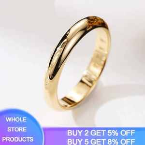 Bandringen Yanhui echte pure gouden kleurringen voor vrouwen en mannen eenvoudig paar ring gladde trouwring voor geliefden jr050 g230327