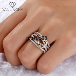YANLIN Tendy Argent Plaqué Infinity Love Ring Shining Cubic Zircon Bowknot Lettre 8Eternity Promise Bijoux pour Femme Petite Amie J230602