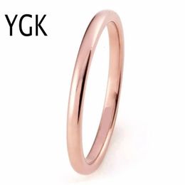 Anneaux de bande bijoux de marque ygk 2 mm couleur or rose couleurs en forme de tungstène en carbure de carbure pour hommes Band 231222