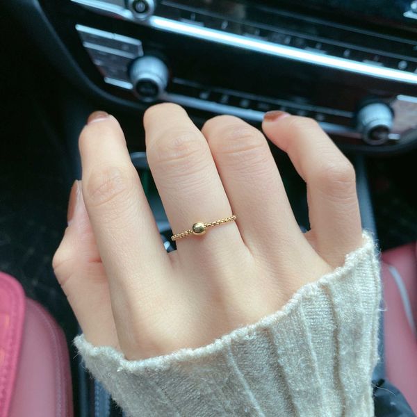 Anillos de banda YUN RUO 2022 Anillo de bola de acero de oro simple 18 K Chapado en oro Cadena suave Acero de titanio Mujer Hombre Pareja Anillos Joyería Envío de la gota AA230306