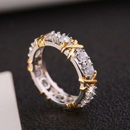 Anneaux de bande Yunjin nouveau luxe brillant Zircon croix anneau femmes mode Simple anneau Handwear anneau