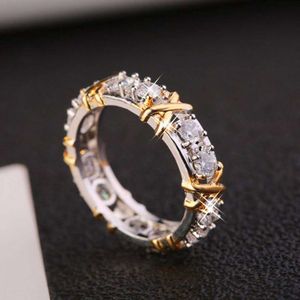 Bandringen Yunjin Nieuwe Luxe Glanzende Zirkoon Kruisring Damesmode Eenvoudige Ring Handwear Ring