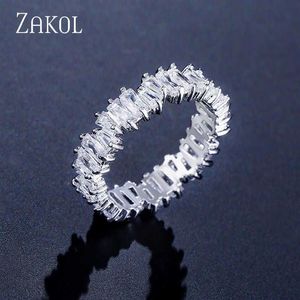 Bandringen ZAKOL Mode Luxe Meerkleurige Charme Baguette Zirkonia Trouwringen voor Vrouwen T-vorm Steen Partij Sieraden FSRP2292M