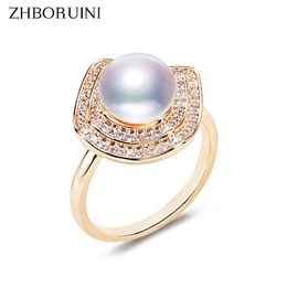 Bandringen Zhboruini Pearl Ring 14k goud gevulde zirkoon vintage ontwerp natuurlijk zoetwaterparelparlviertemplakking ring sieraden voor vrouwen J230517