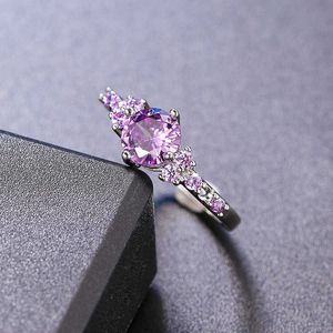 Bandringen Zhouyang Purple Crystal Rings For Women Trend 2023 Zirkon zilveren kleur belofte ring accessoires bruiloft bidal geschenken sieraden r492 z0509
