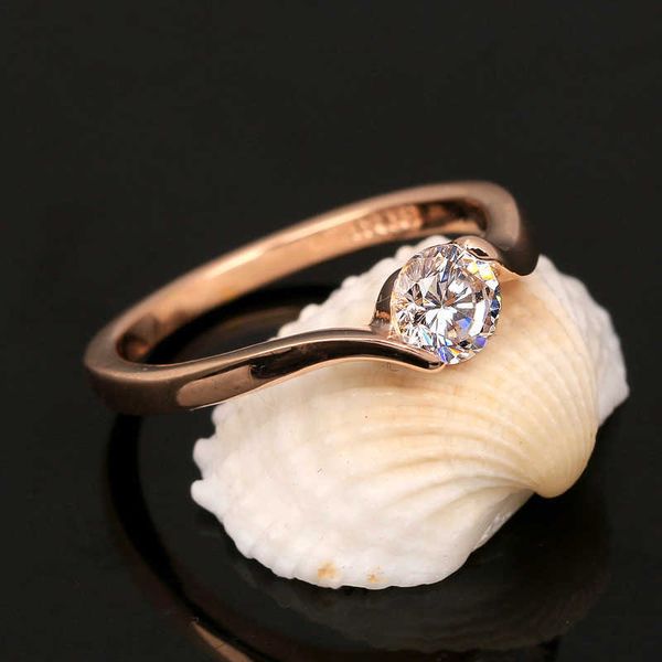 Anneaux ZHOUYANG bague de mariage pour femmes concis 4mm coupe ronde zircon cubique couleur or Rose fiançailles bijoux de mode ZYR239 ZYR422 Z0428