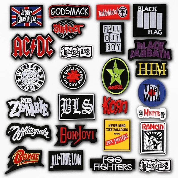 Bande Rock musique accessoires brodés Patch appliqués patchs mignons tissu Badge vêtement bricolage vêtements Badges278W