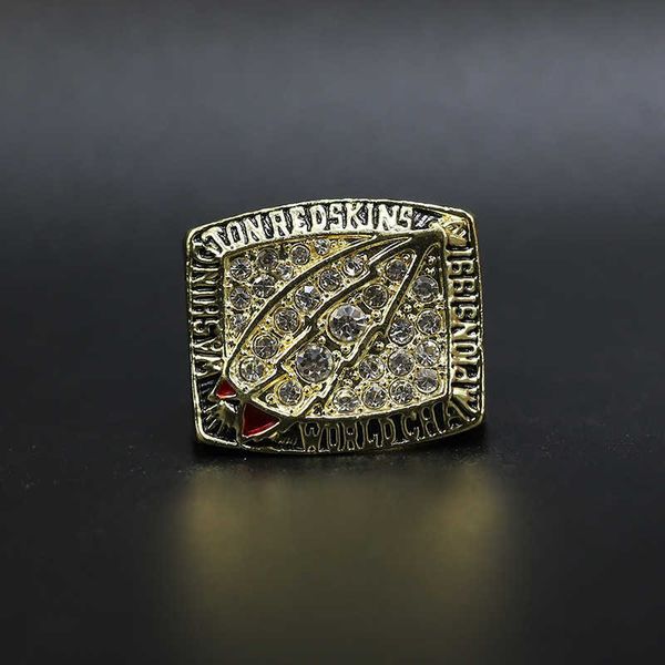 Bague de championnat de Football en peau rouge de Washington, vente en gros de bijoux en argent, à la mode, 1991