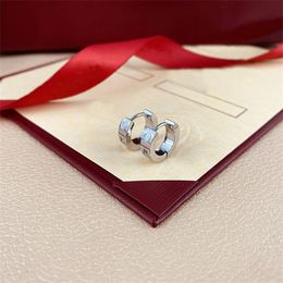 Bande Stud Exagéré Énorme Cercle Cerceau Superbe Blanc Zircon Sier Or Couleur Parti Tendance Bijoux Designer Boucles D'oreilles De Mariage Cadeau De Vacances