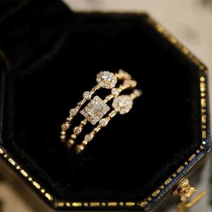 Band Trendy Corée des femmes coréennes Deny Ring concis Géométrie Zirconia Gold Color Empile Rings Crystal Jewelry Dropship Fournisseurs R742 Z0327 Nice