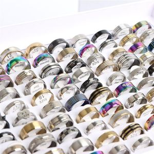 Bande entière 100pcs / lot mode en acier inoxydable amour bande bijoux pour femmes hommes mélange style 221125307k