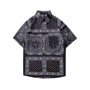 Bandana Mannen Shirt Oversized Paisley Boys Korte Mouw Top Hawaiiaanse Strand Losse Summer Mannelijke Kleding 210721