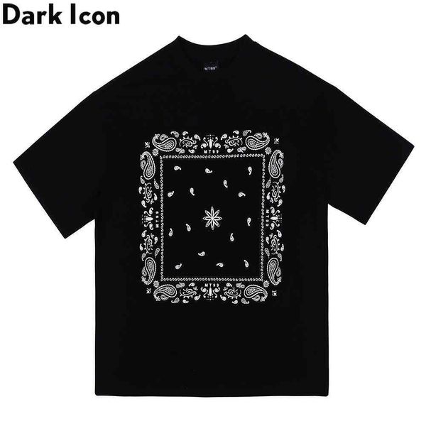 Bandana imprimé T-shirt pour hommes Summer O-Cou Hip Hop T-shirts en coton T-shirts 210603