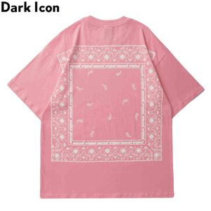 Bandana camiseta hombres verano suelta manga corta Paisley hombres camisetas negro caqui rosa camisetas 210603