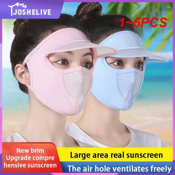Bandanas 1-5pcs été crème solaire masque de soie protection UV couverture de visage voile avec bord chapeaux de soleil de cyclisme en plein air