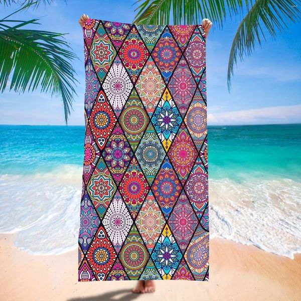 Bandanas 1 toalla de playa bohemia a prueba de arena: diseño de celosía de secado rápido para deportes, viajes, natación, piscina, yoga, más