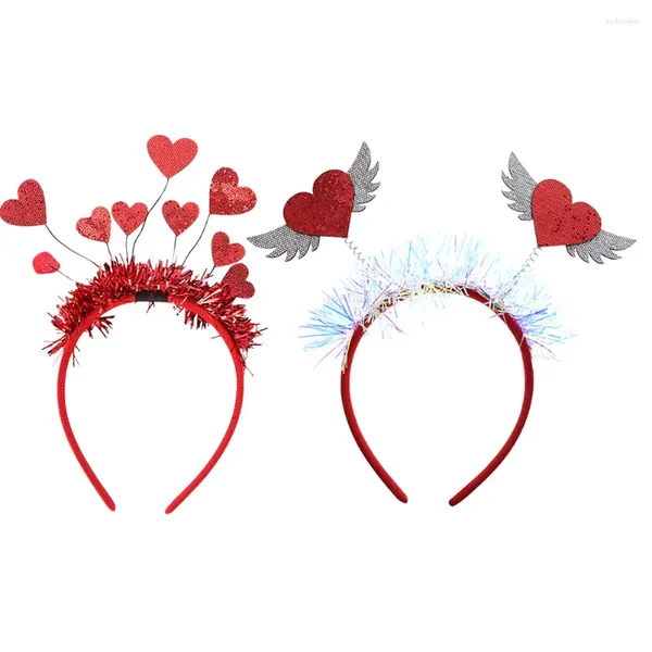 Bandanas 1 Juego 2 uds. Diademas con forma de corazón de amor Aros decorativos para el pelo para fiesta de San Valentín (rojo) Cupido